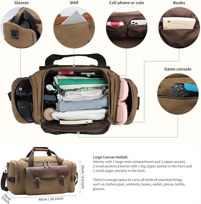 Duffle Bag,Canvas Duffle Bag, Large Travel Duffles,Duffle Holdall Bag