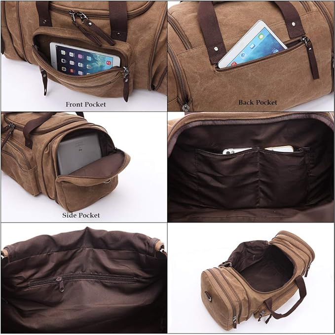 Duffle Bag, Unisex Canvas Holdall, Large Travel Duffles Travel Carry On Duffle Bags